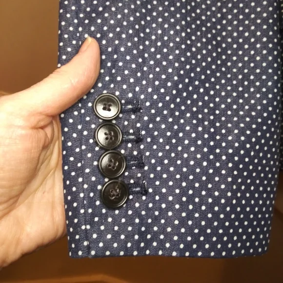 J. Crew Indigo Denim & White Polka Dot Schoolboy Blazer, Style# 40203 - Picture 8 of 16